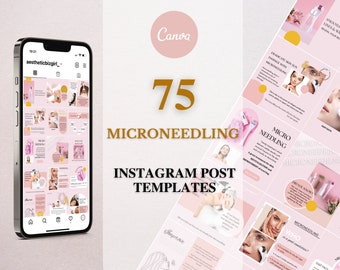 Editable Microneedling Instagram Post Template, Derma Roller IG Feed, Esthetician Templates, Beauty Salon Social Media, Med Spa, Canva