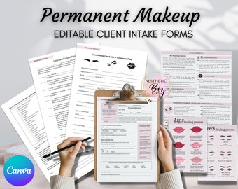 Editable Permanent Makeup Forms, PMU Client Intake Forms, Micropigmentation Consultation Form, Microblading Form, Esthetician Template