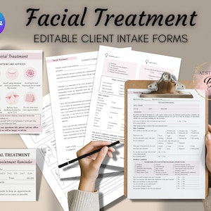 Editable Aesthetician Templates,Printable Skincare Forms, Facial Treatment Forms, Beauty Salon Esthetician Forms, Facial Consultation Form