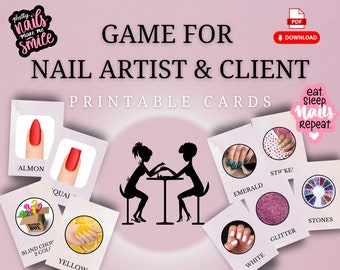 GAME For MANICURIST and CLIENT, Nail Artistry Challenge Card Set, Stationery for Nail Artist, Nail Art bonding activity, Nail Salon Game