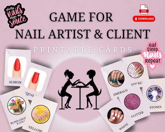 GAME for MANICURIST and CLIENT, Nail Artistry Challenge Card Set,  Stationery for Nail Artist, Nail Art Bonding Activity, Nail Salon Game -  Etsy