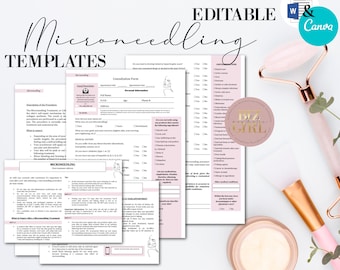 Editable Microneedling Client Intake Forms, Esthetician Consultation Form, Beauty/ Spa Business Template, Facial Treatment, Derma Roller