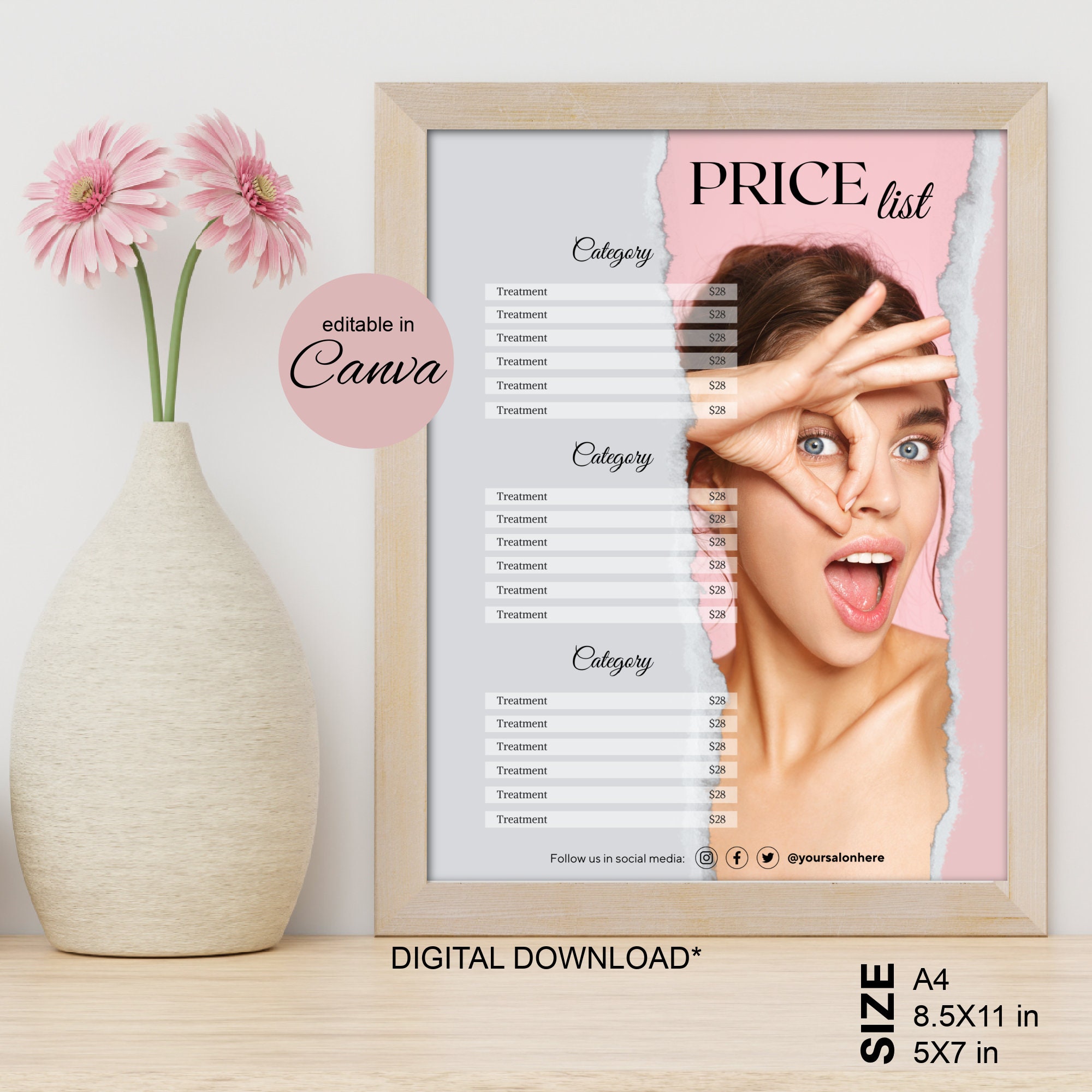Esthetician Price List Template, Beauty Salon Price List Editable in Esthetician Price List Template, Beauty Salon Price List Editable in
