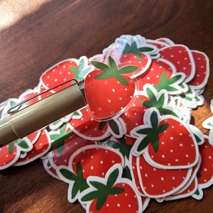 Strawberry Sticker PACK (5 Clear Stickers)