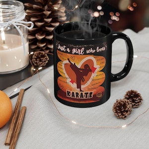 Personalized Karate Girl Black Ceramic Mug: Uplifting Gift