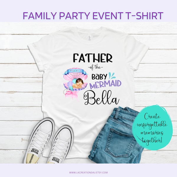Baby Shower Mermaid Theme, Baby Mermaid Sleeping in Clam Shell, Baby Shower T-shirt, Family Matching Shirt, birthday Party Theme, Turquoise