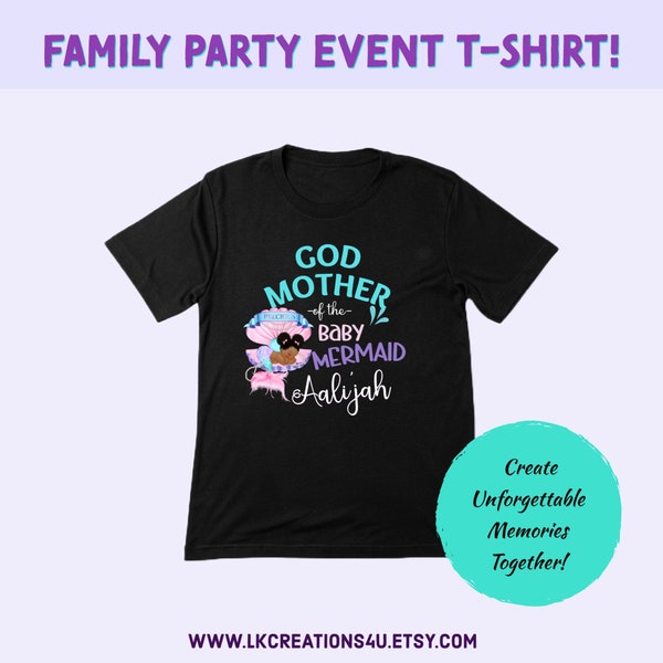 Baby Shower Mermaid Theme, Baby Mermaid Sleeping in Clam Shell, Baby Shower Black T-shirt, Family Matching Shirt, birthday Party Theme