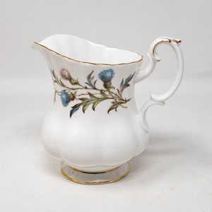 Royal Albert Brigadoon creamer, thistle decoration, vintage bone china