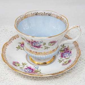 Royal Albert &quot;Reverie&quot; series teacup and saucer, vintage bone china made in England, c.1970-1980s