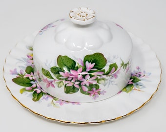 Royal Albert butter dish with lid, Mayflower Pattern, vintage bone china made in England