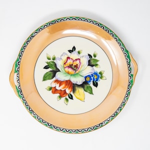 Noritake M handpainted server dish with handles, flower decoration, antique china, Made in Japan, c.1918+