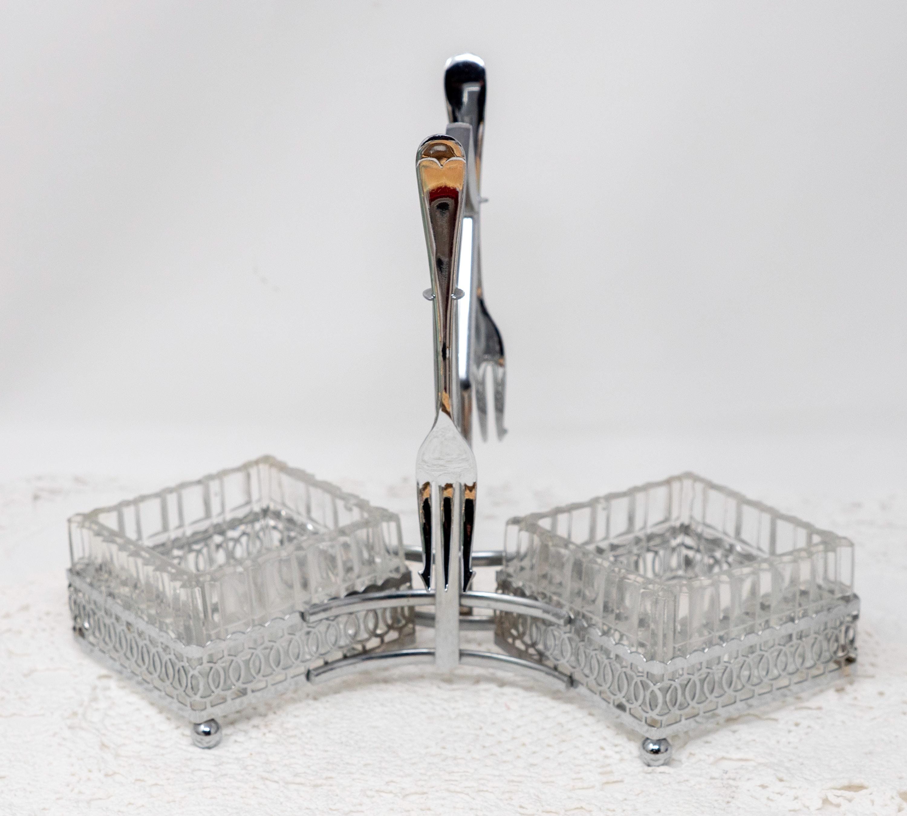 ヴィンテージガラス調味料入れ（フォーク付き） - イギリス製 - Etsy 日本