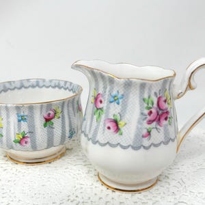 Vintage Royal Albert Creamer & Sugar Bowl Set: Debutante Pink Roses, Bone China