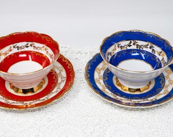 Royal Stafford Teetasse mit Untertasse: Vintage Floral Vergoldetes Bone China