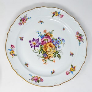 Large Limoges serving dish, LeClaire backstamp, flower arrangement pattern, vintage tableware