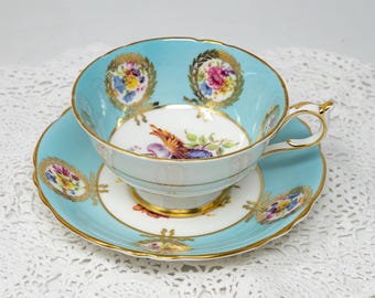 Taza de té Paragon Ribbons, modelo A3867, porcelana fina vintage fabricada en Inglaterra.