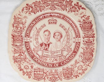1939 Royal Visit Canada Plate: King George VI & Queen Elizabeth
