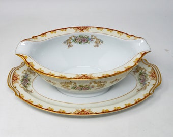 Vintage Noritake Gravy Boat: Floral Swag Decoration, Occupied Japan Era