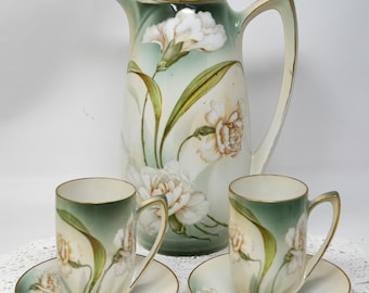 RS Germany cocoa/coffee set: coffee pot and cups with saucers, demitasse cups, Germany (please see photos and description)