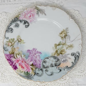 Limoges Haviland &Co., Mark 11, c.1888-1896, hand-painted decorative plate, antique dinnerware, signed &quot;From Gusta to Rose March 5th, 1897&quot;