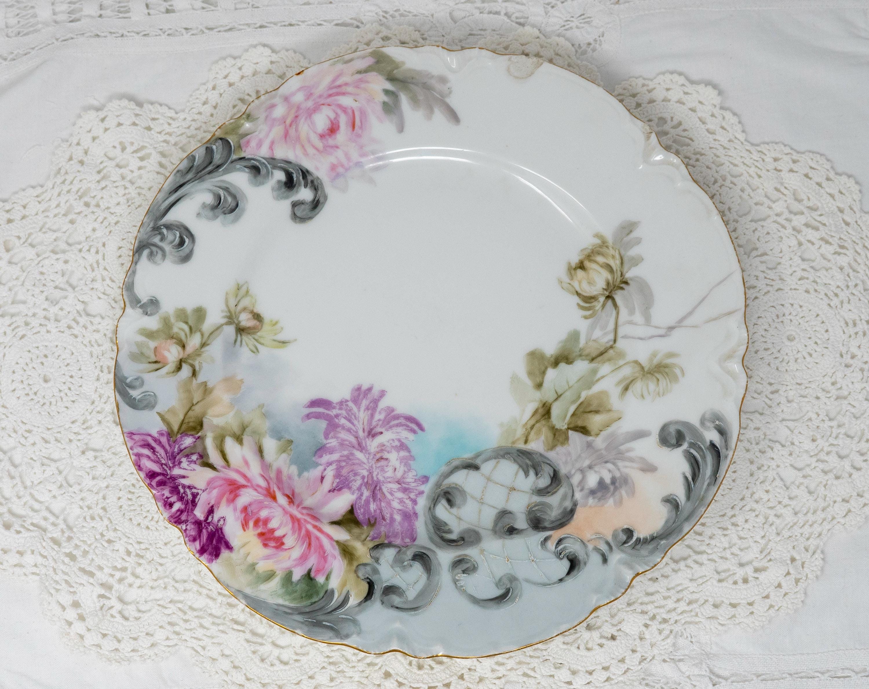Antique Haviland Limoges Plate: Hand-painted Floral Decor, C.1888