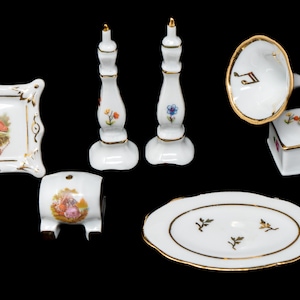 Selection of vintage Limoges miniatures, France, white fine porcelain, vintage porcelain made in France