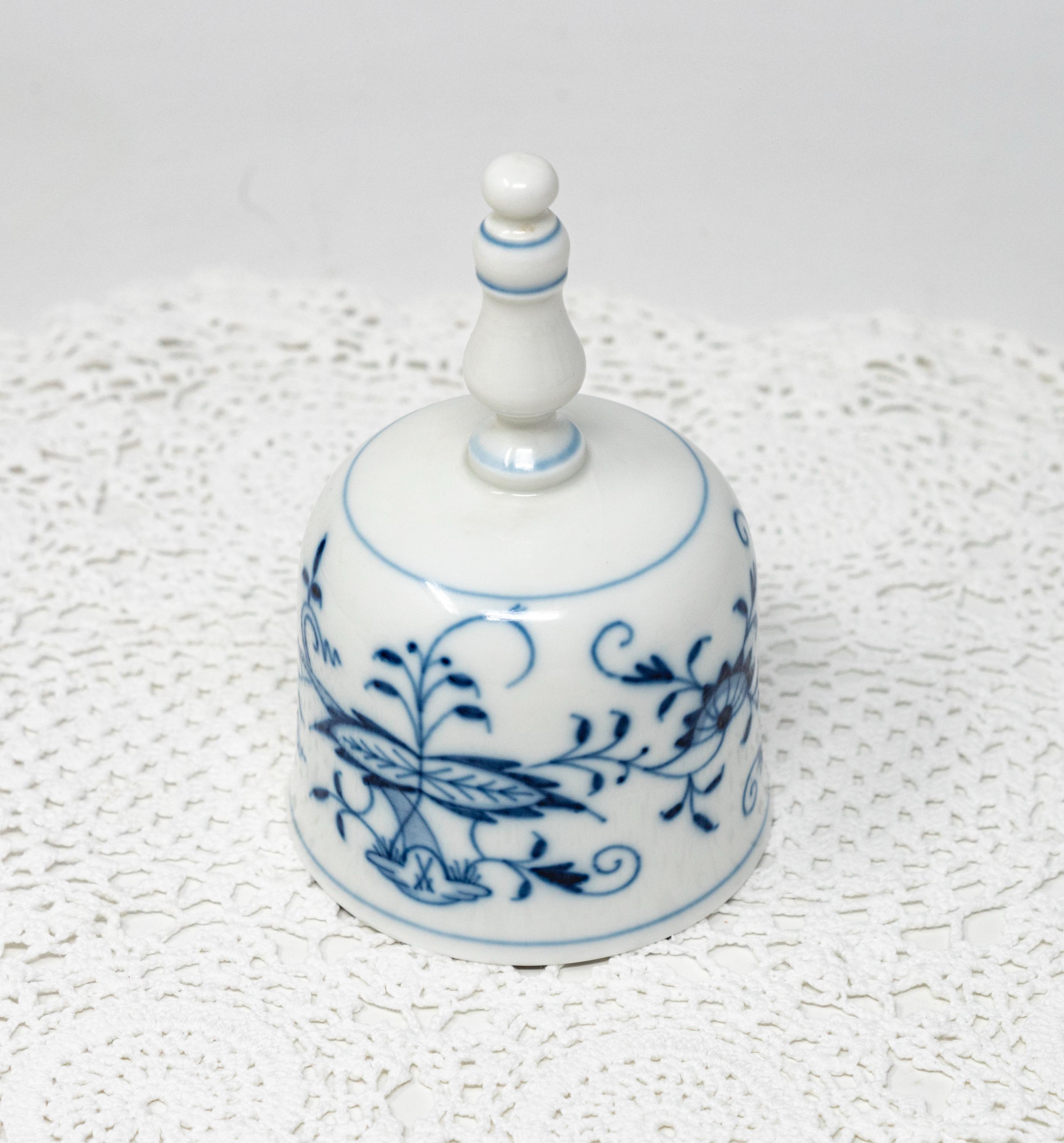 Meissen Blue Onion Bell, Flow Blue, Vintage China Made in Germany 