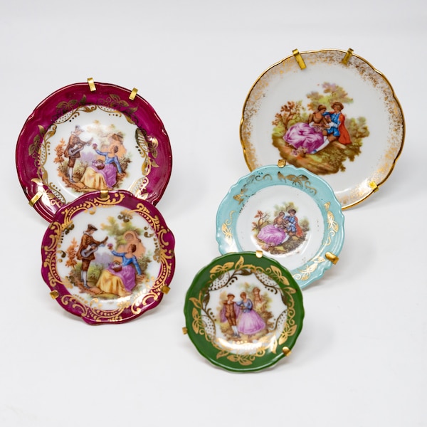 Boîte / poudrier ancien Limoges Goumot-Labesse – porcelaine – décor bleu floral - Décoration