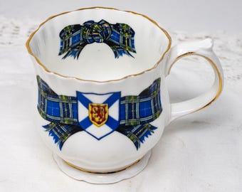 Vintage Elizabethan "Nova Scotia tartan" coffee mug, Scottish tartan series, footed, bone china