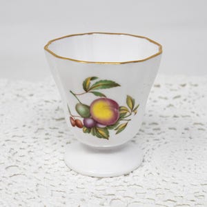 Spode &quot;Blenheim&quot; bone china egg cup, fruit decoration, vintage bone china made in England