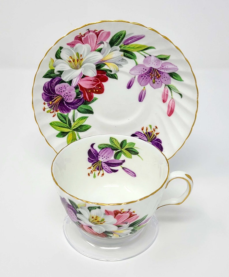 Vintage Adderley Fine Bone China Teacup and Saucer Set Etsy