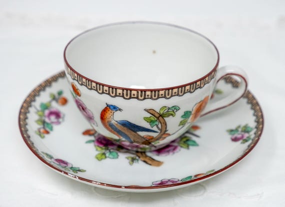 Victoria Czechoslovakia Bird of Paradise, Bone China Teacup and