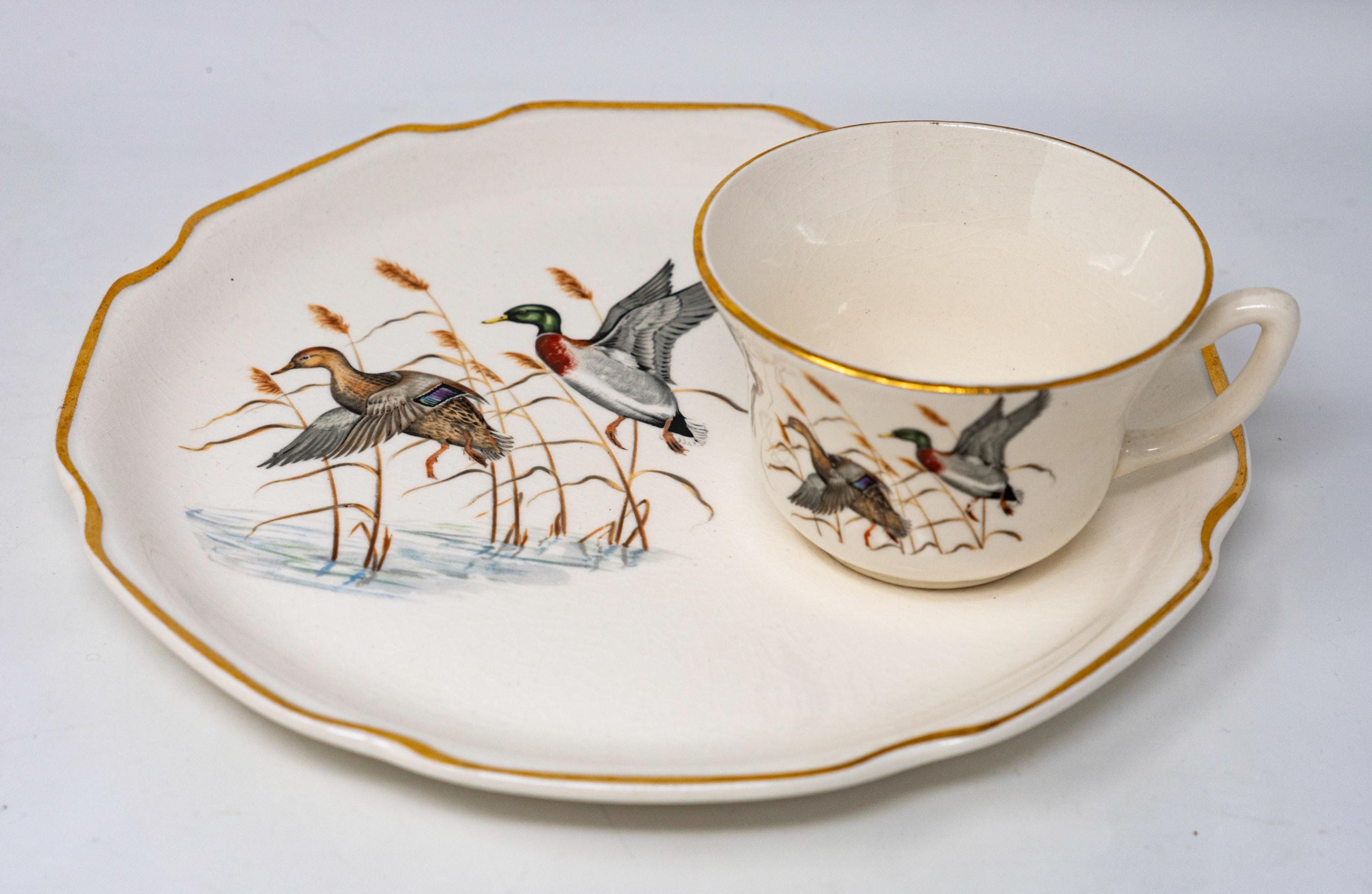 Georgian China Cup & Snack/breakfast/lancheon Plate Set, 22K Gold