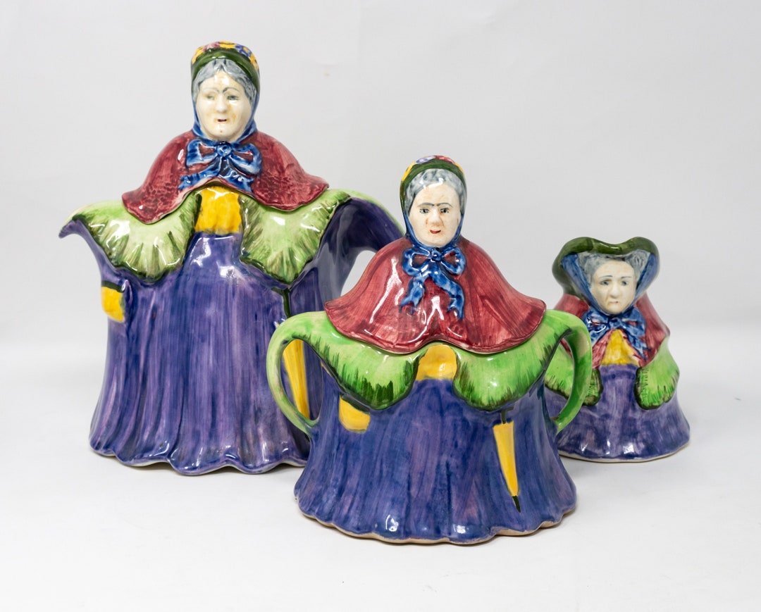 Grumpy For Tea Tea Serving Set: Teapot, Creamer and Sugar Bowl, Grumpy Old Ladies ...