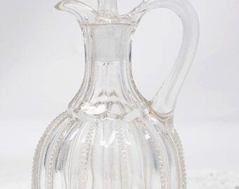 Vintage Hand-Blown Glass Cruet with Stopper: Oil Vinegar Bottle