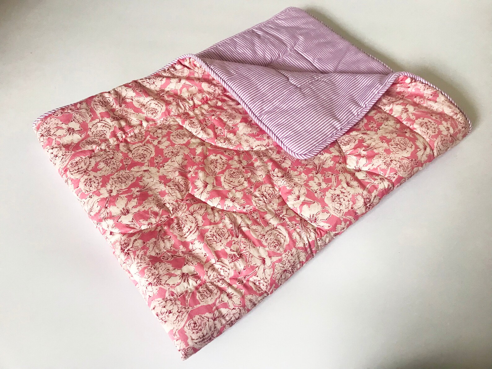 Quilted Baby Cot Blanket Eiderdown Style Etsy