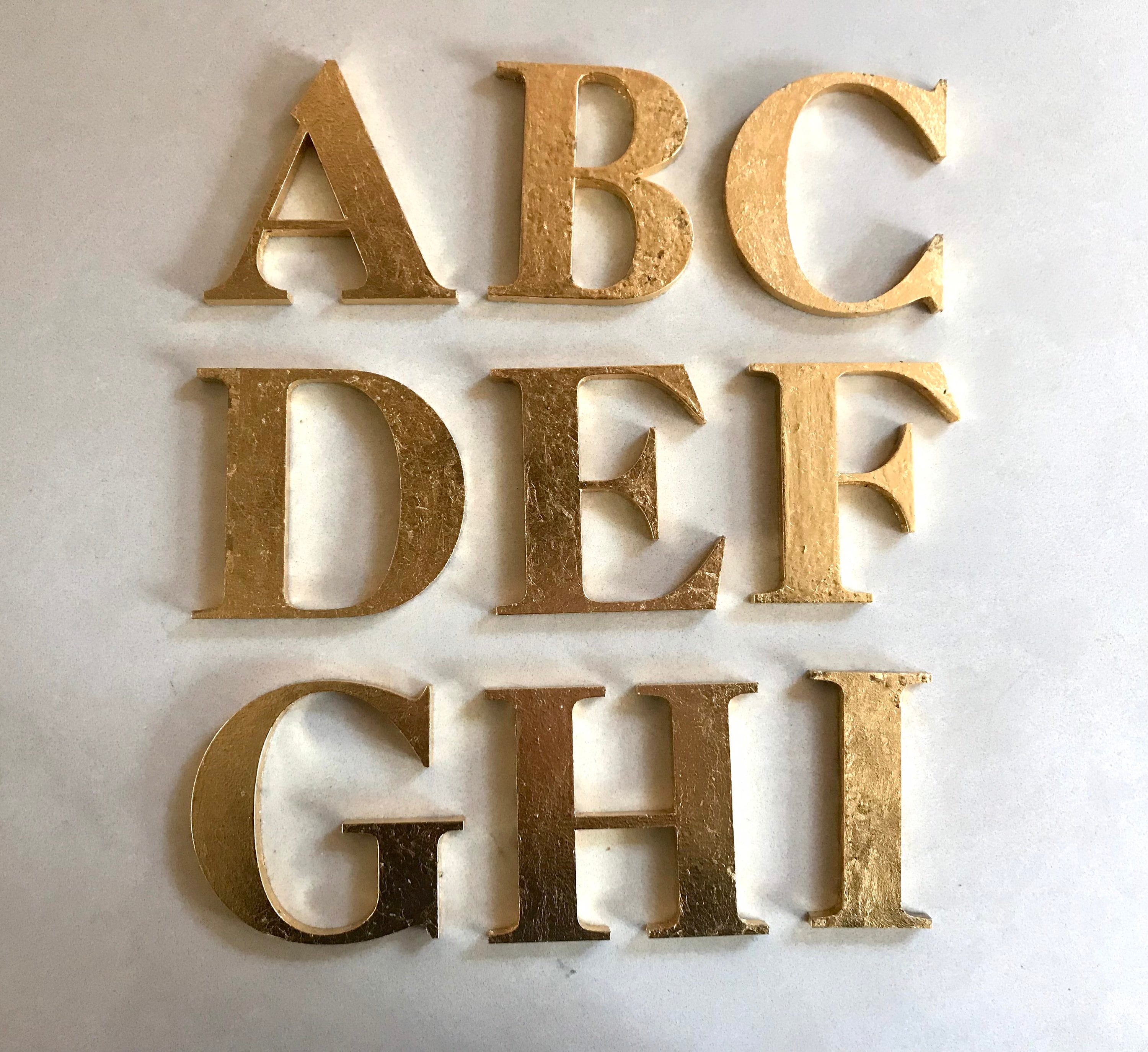 Gold-leaf Finish Metal Letters, L, O, S or U, 4 Wall Decor