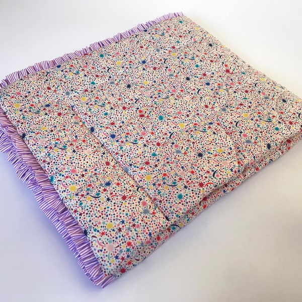 Quilted baby blanket playmat eiderdown style made with Liberty Tana Lawn