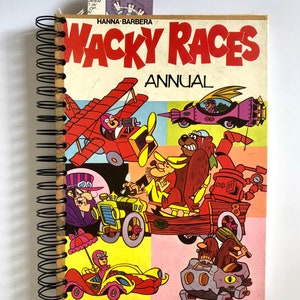 LARGE VINTAGE NOTEBOOK - Wacky Races 1970 - A repurposed book for journaling and sketching