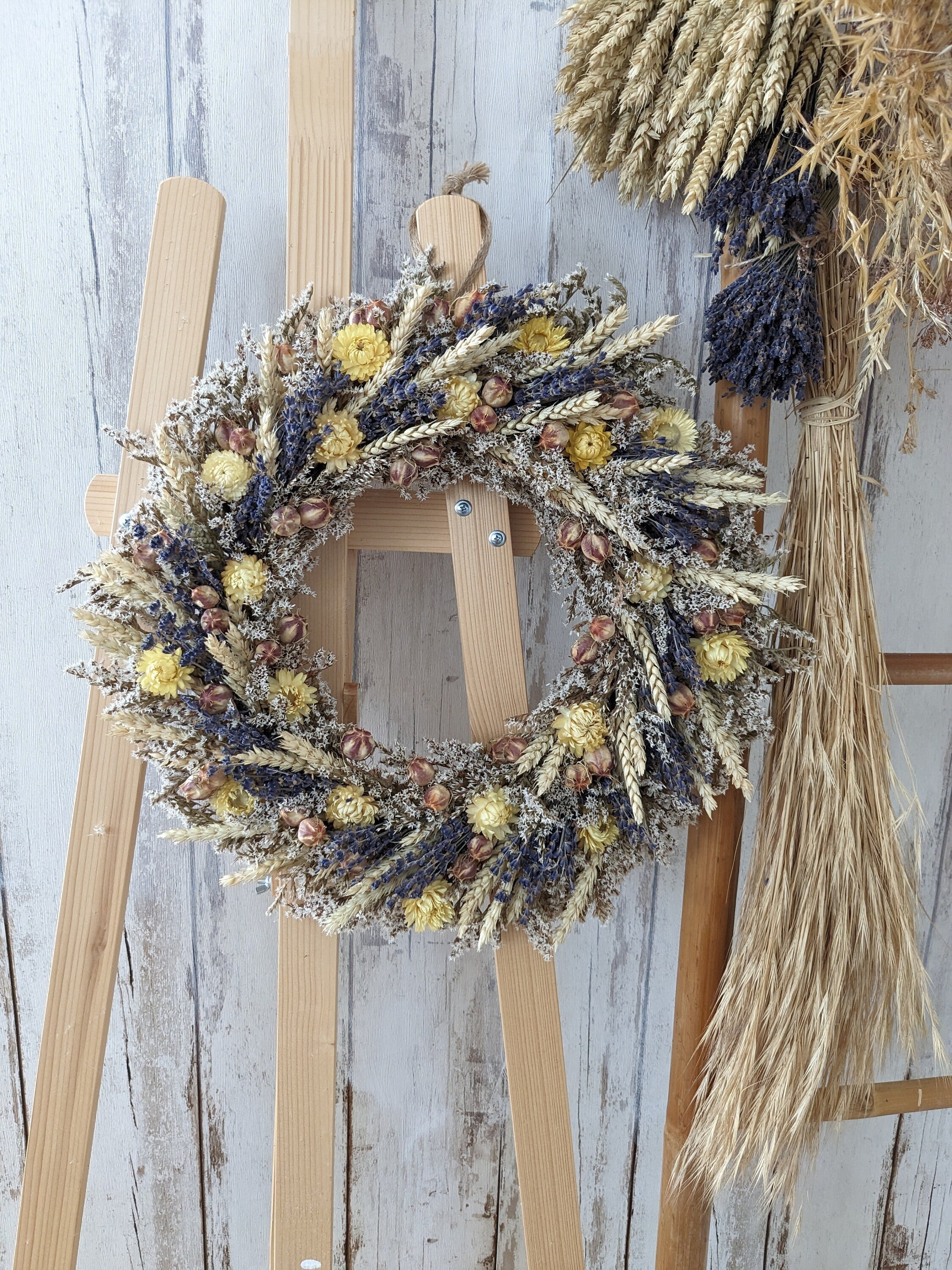 Couronne De Fleurs Séchées Parfum Lavande – Fait Main, Diamètre 25 Cm – Décoration Murale Maison Ou Bureau - 13
