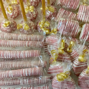 Chocolate Covered Bundle Treats - Mauve Pink - Rose Gold - Cakepops - Rice Krispies - Oreos - Pretzels- 48 Individually wrapped party favors