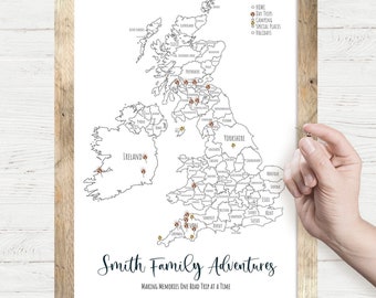 UK PIN MAP - Personalised Push Pin Uk Map, Framed Pin Map, Travel Map with Pins, Pinboard Map, Christmas Gift, Personalised Valentines Gift