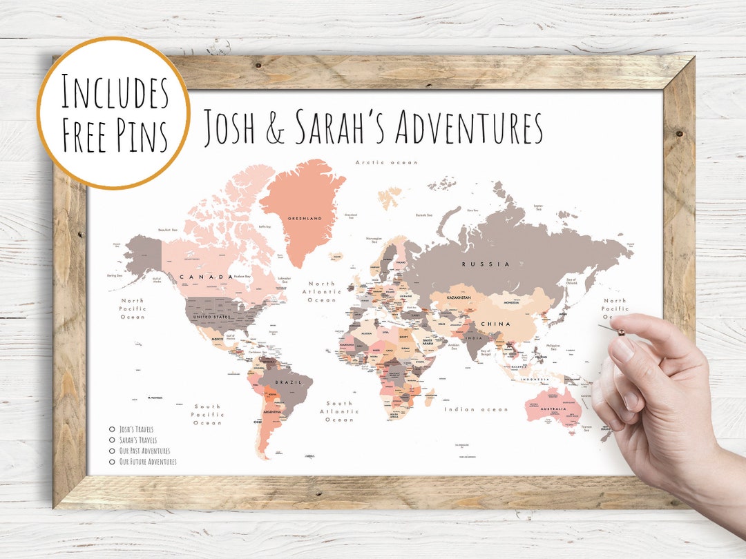 Mapa Com Pin MAPA DE PIN PERSONALIZADO mapa de pin de viaje mundial - Etsy México