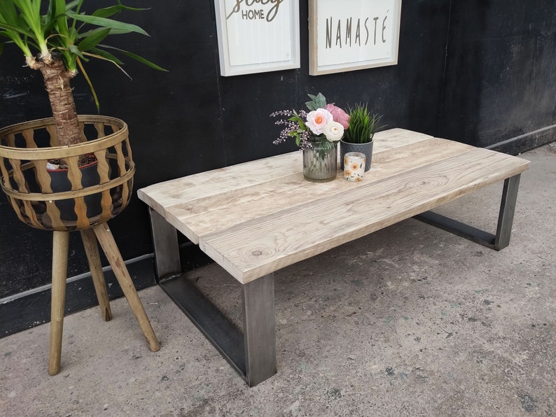 Industrial Style COFFEE TABLE Unique Chunky Steel & Reclaimed Etsy UK