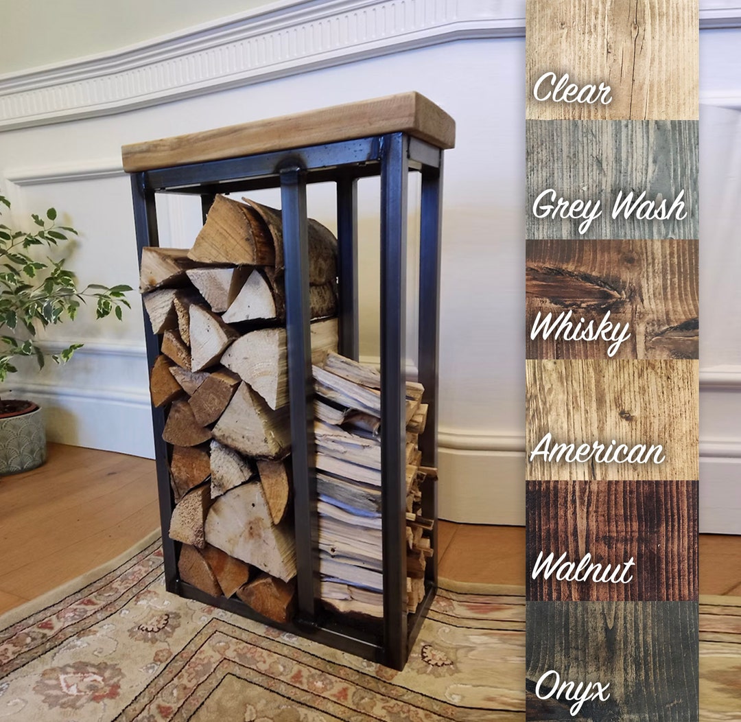 LOG STORE With Kindling Holder 6 Colour Options, Handmade Furniture