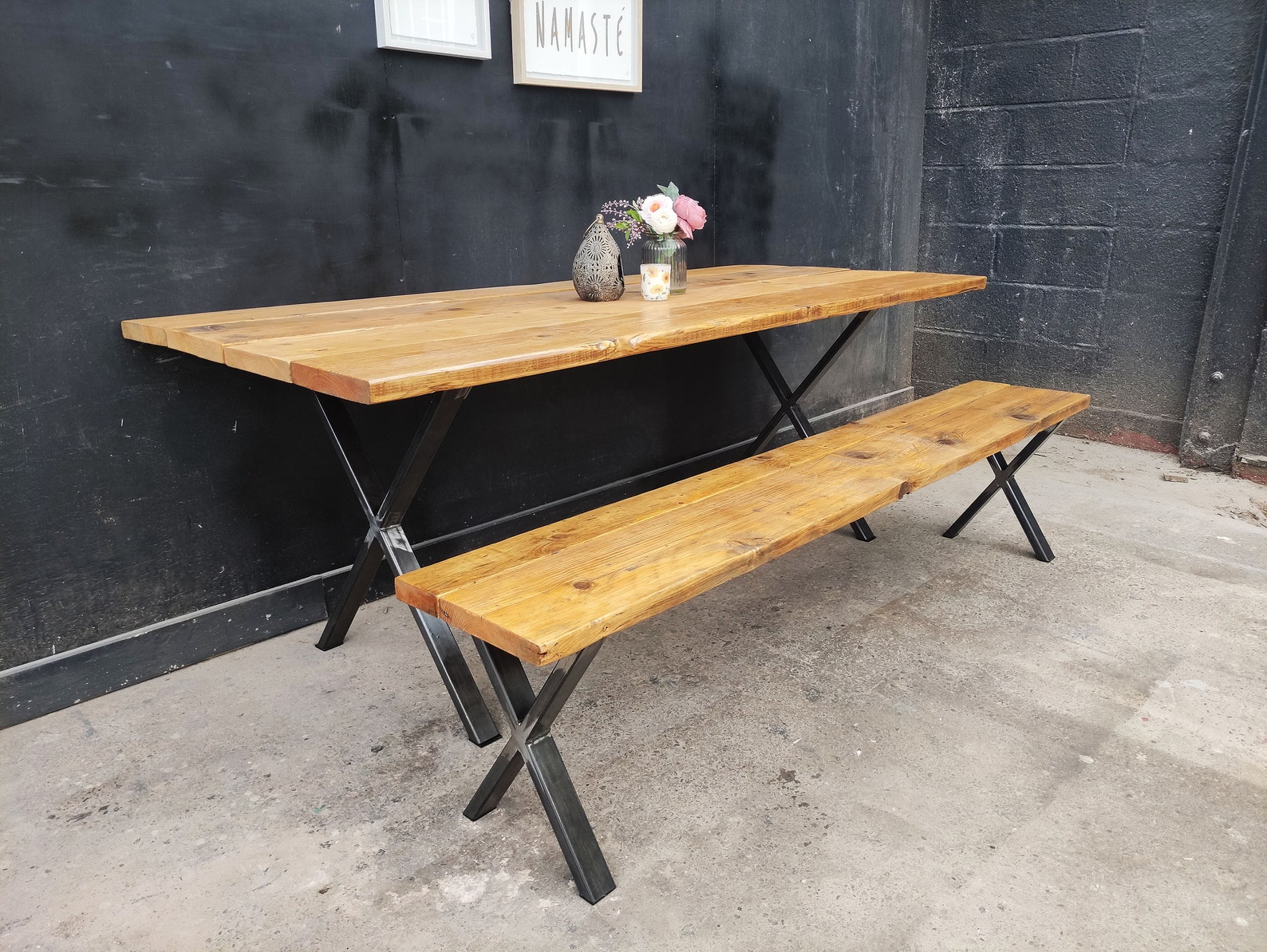 DINING TABLE BENCHES X'frame Dining Table Industrial Etsy UK