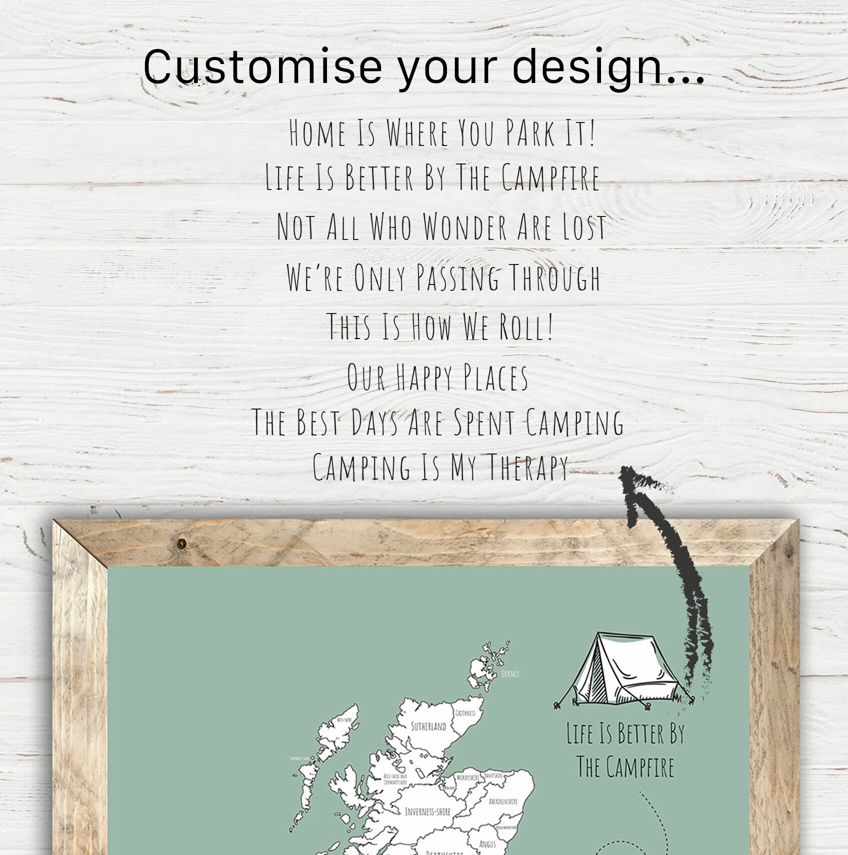 Personalised Camping Gift UK Pin Map for Mapping Your Etsy UK