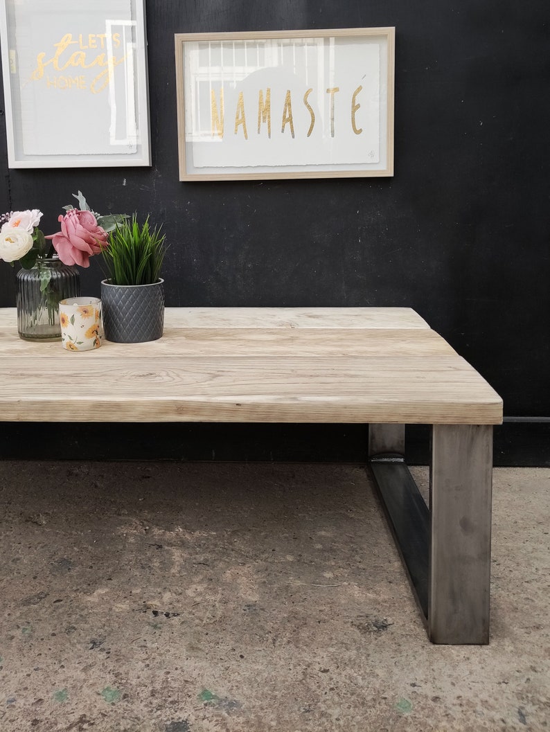 Industrial Style COFFEE TABLE Unique Chunky Steel & Reclaimed Etsy UK