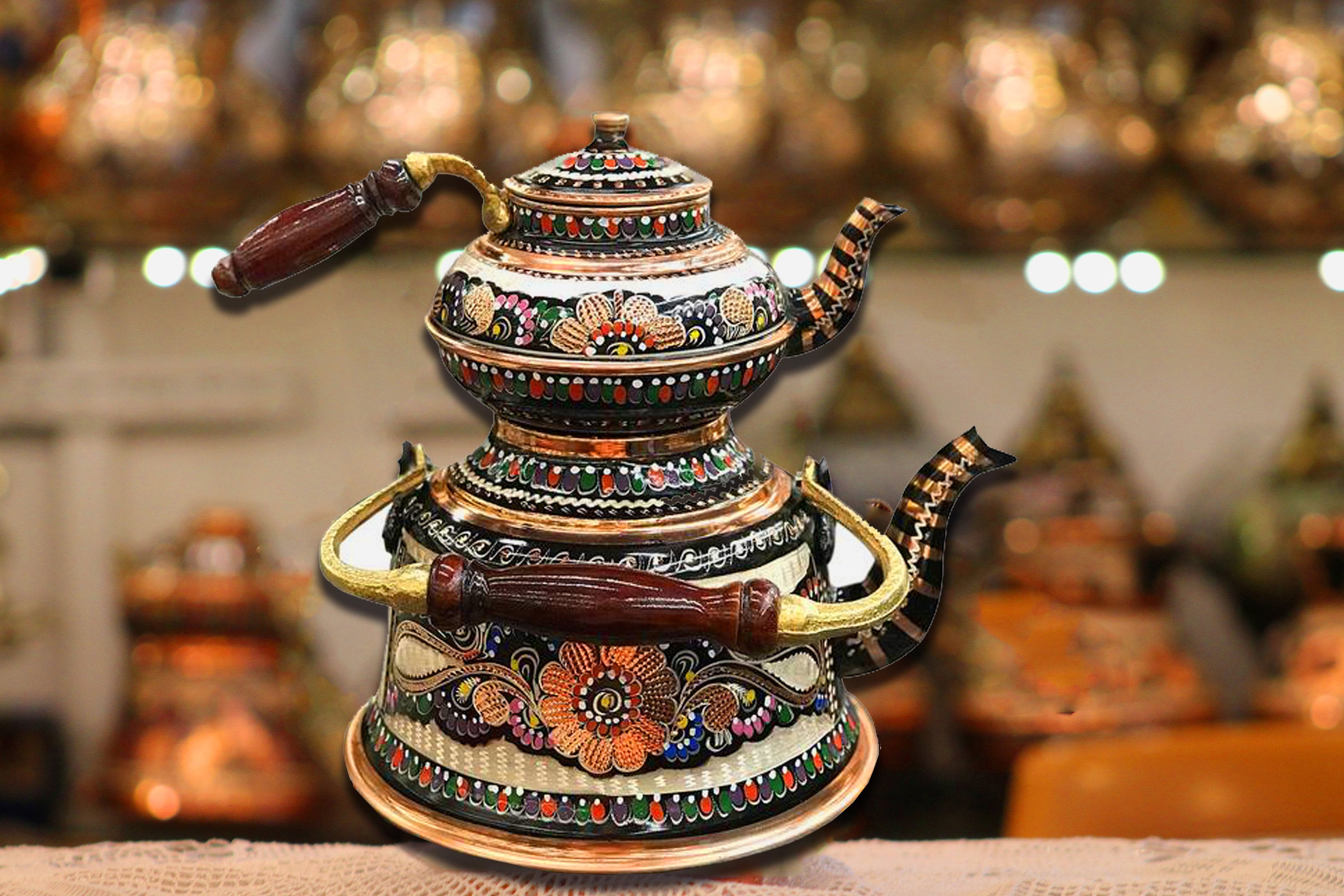 Handmade Authentic Copper Turkish Teapot Set - Etsy