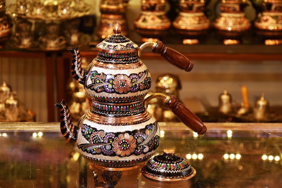 Handmade Authentic Copper Turkish Teapot Set Etsy